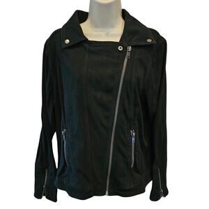 Stretch Liverpool Zip Up Women's moto Jacket Size XL Black Zipper Sleeves